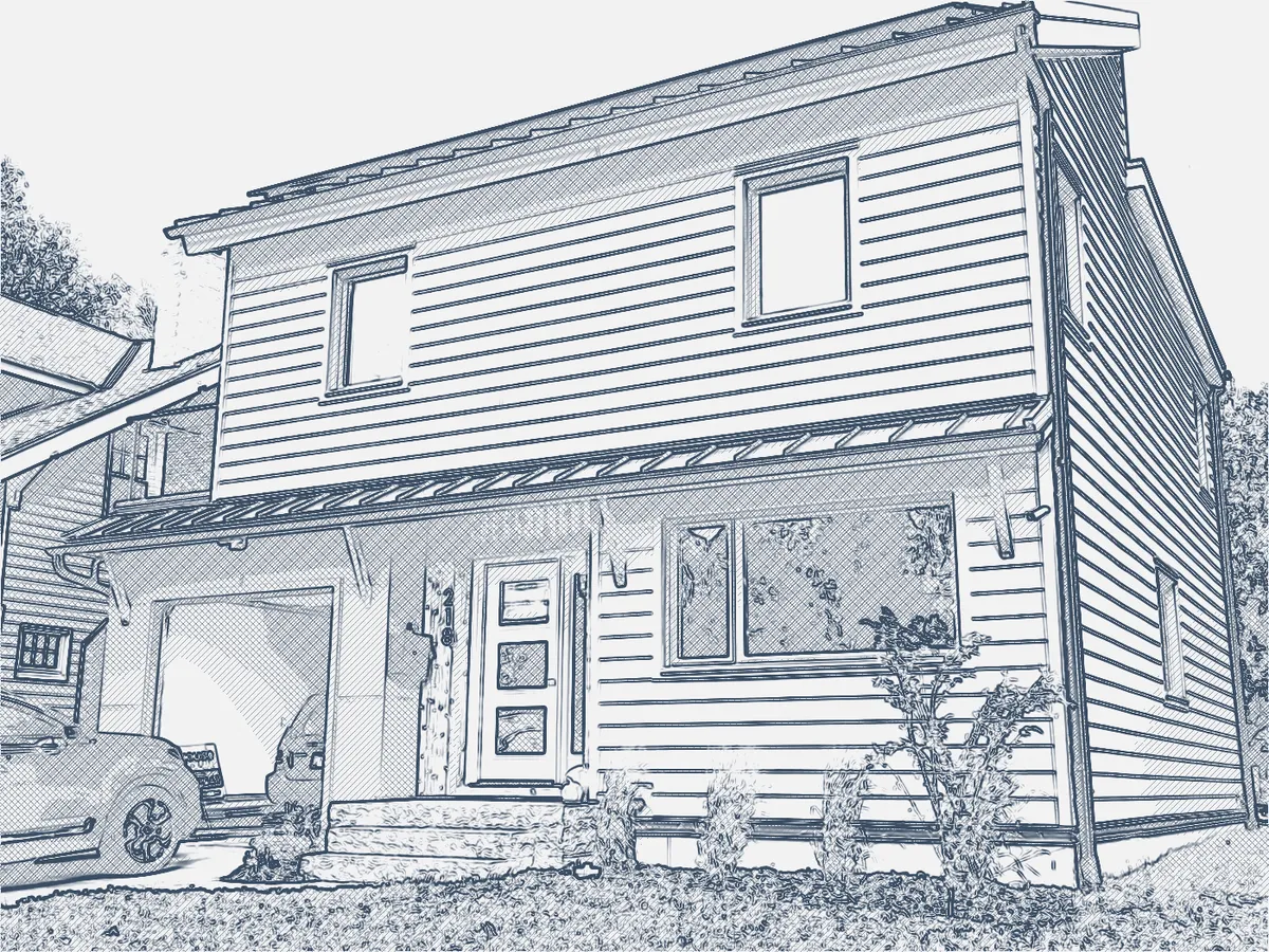 Pencil sketch of Clintonville Passive House